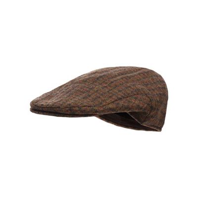 Brown dogtooth flat cap hat